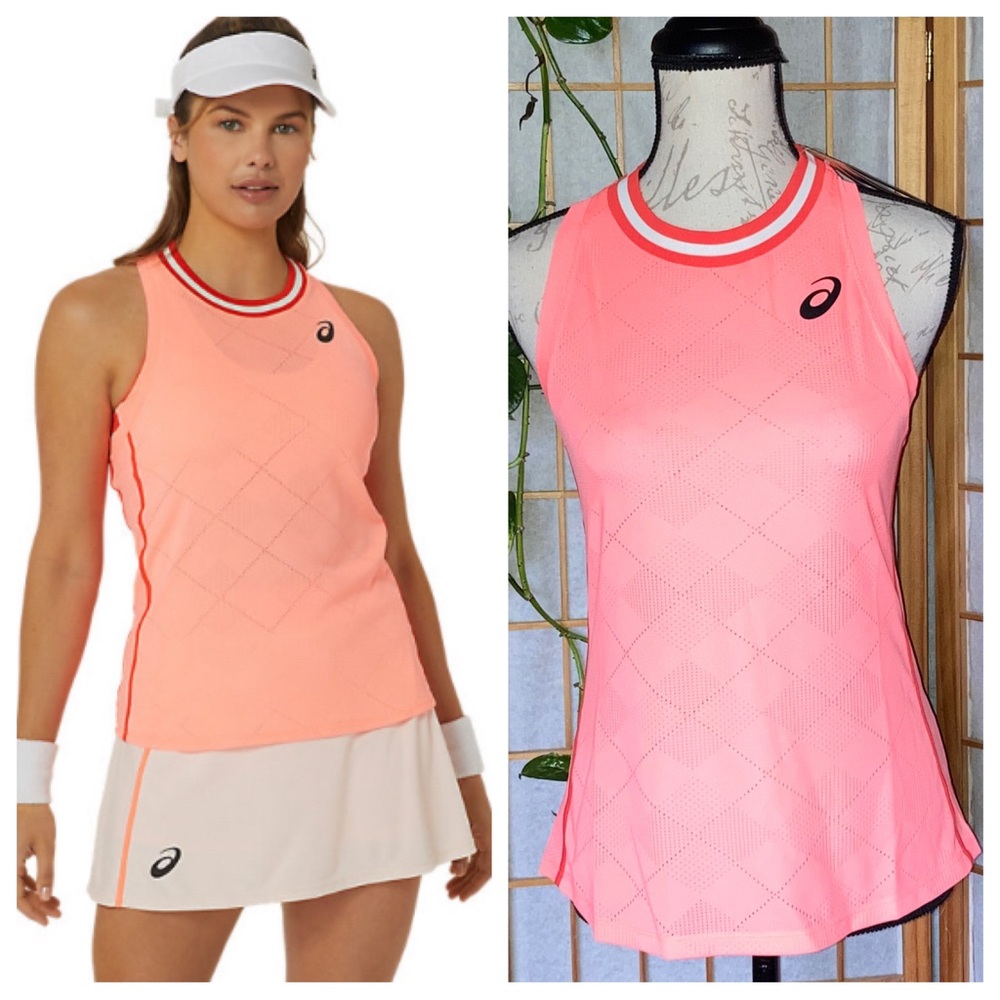 ASICS Tennis Match Actibreeze Womens Tank Top Sun Coral sz Medium